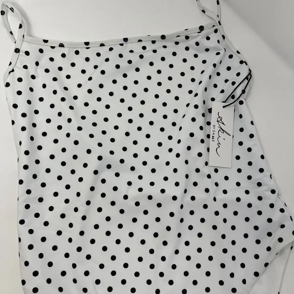 SKIN by SAME Swim One Piece White black Polka Dot xs